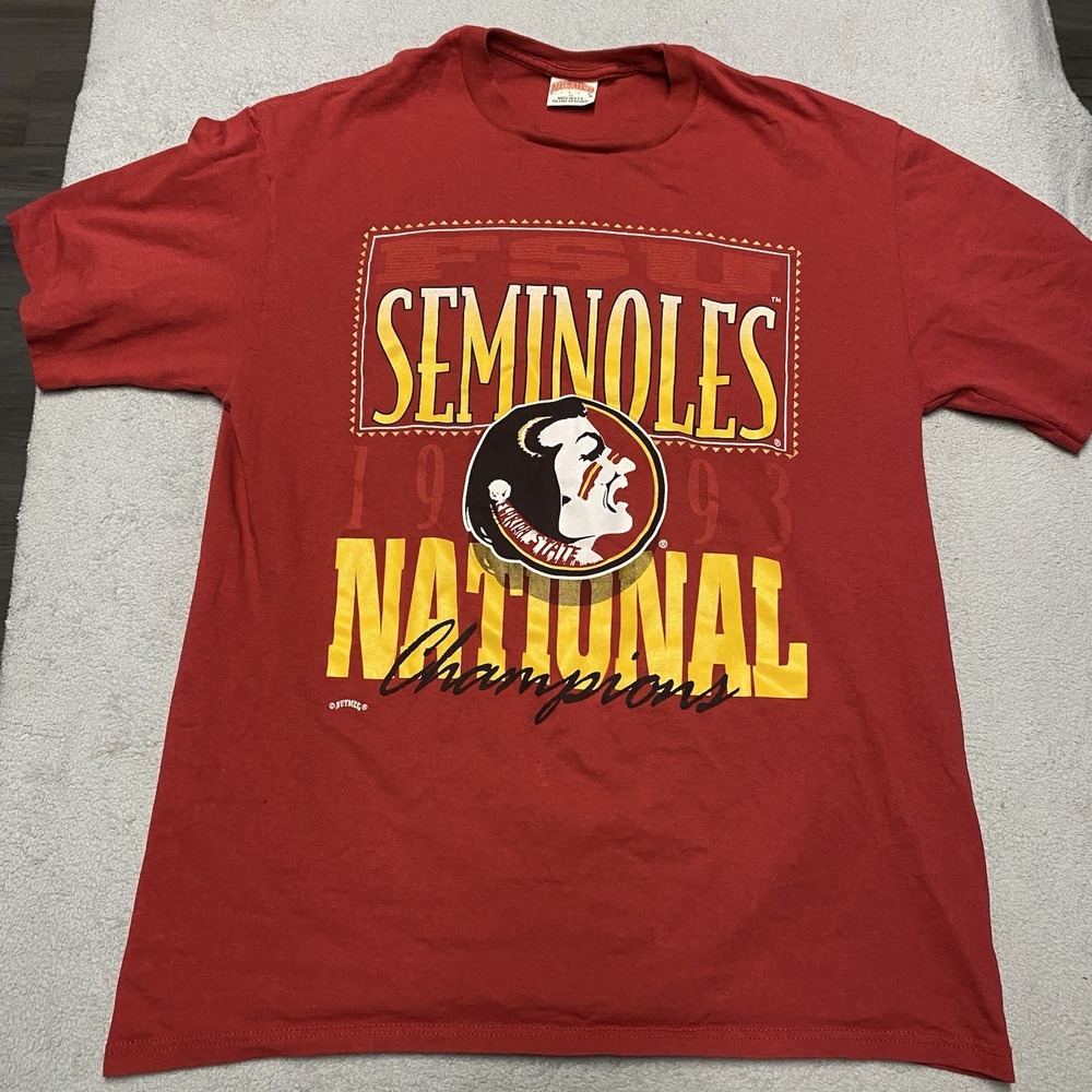 Vintage FSU T Shirt Mens XL 1993 National Champion Nutmeg Mills 90s Seminoles